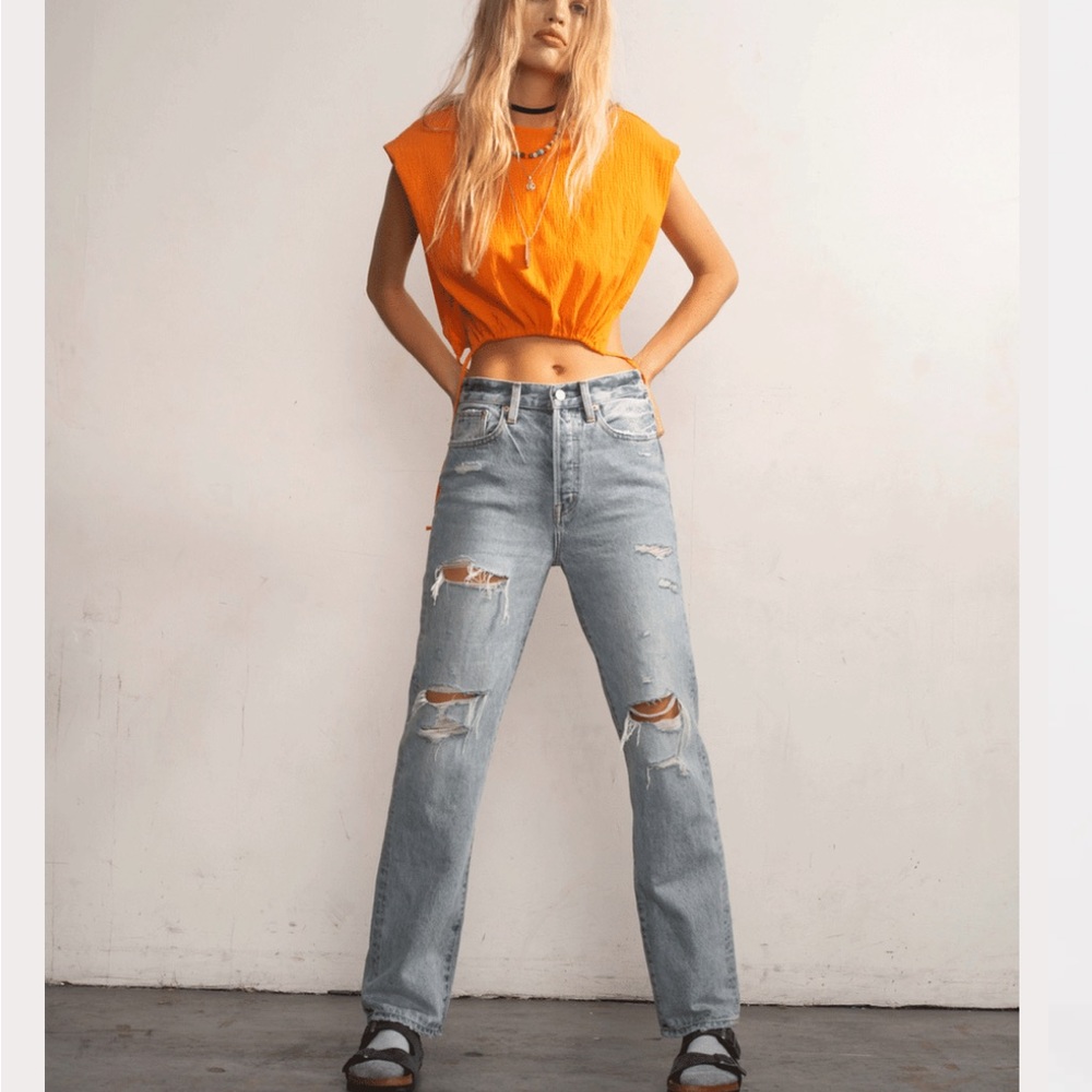 Pistola Cassie High Rise Straight in Paloma Distressed 26